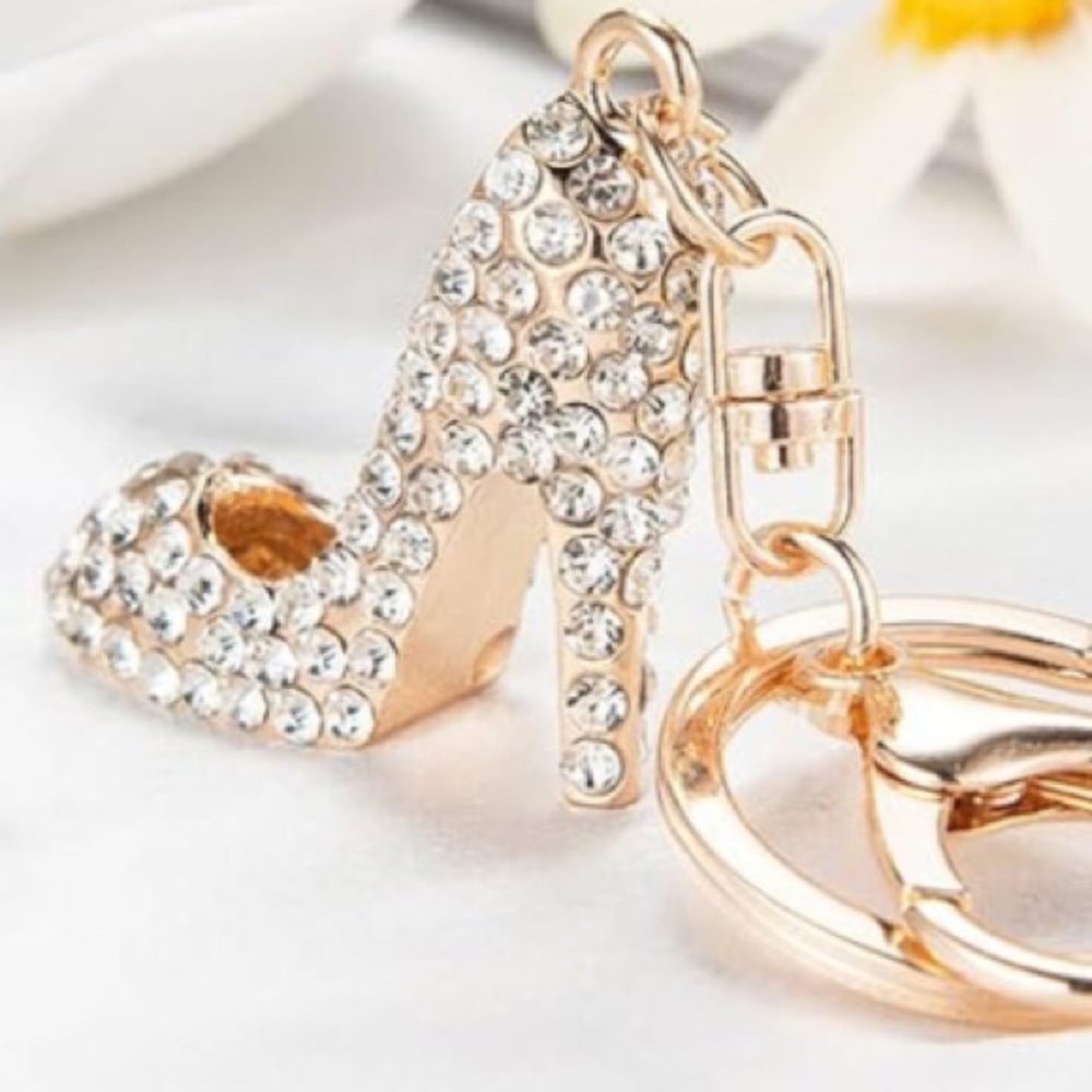 Gold Rhinestone High Heel purse/bag charm Keychain